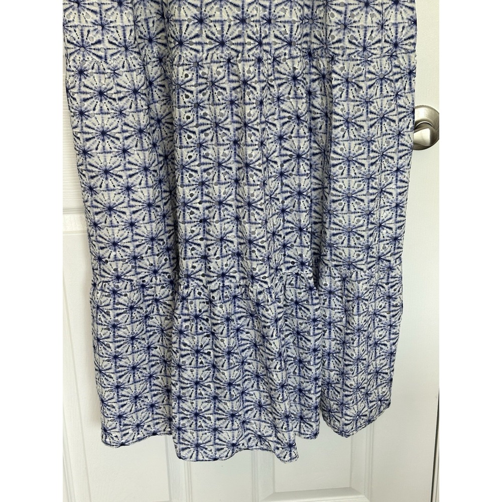 Soft Surroundings Kyoto Embroidered White Blue Eyelet‎ Tiered Maxi Dress Sz PXL - Picture 4 of 12